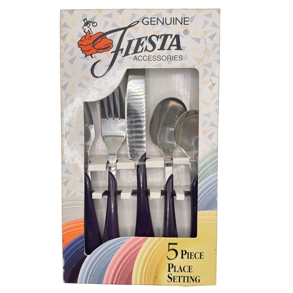 NEW VTG Genuine Fiesta Accessories Plum 5 Piece Flatware Place Setting